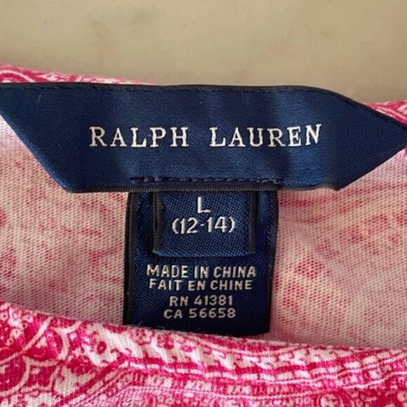 RALPH LAUREN Girls Pink Paisley Long Sleeve Dress Elastic Waist L 12-14 - Picture 6 of 16